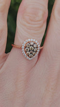 Cargar y reproducir el video en el visor de la galería, 1424: Vintage: Rare: 18ct Rose Gold Champagne White Diamonds Ring-totally sparkling beauty.