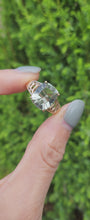 Load and play video in Gallery viewer, 1782: Vintage: 9ct Gold Cushion Cut Mint Green Quartz Ring- lovely cut and colours