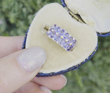 Load and play video in Gallery viewer, 6264 Vintage: 9ct Gold Blue Tanzanites Diamonds Tiered Cocktail Ring