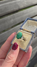 Load and play video in Gallery viewer, 2487 Vintage; 9ct Gold Large Malachite Aquamarines Cocktail Ring