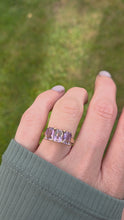 Load and play video in Gallery viewer, 2128 Vintage & Rare: 9ct Gold rectangular Cut Ametrine Trilogy Ring