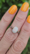 Load and play video in Gallery viewer, 2109 Vintage: 18ct Gold Cabochon White Opal Diamonds Dress Ring