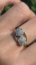 Load and play video in Gallery viewer, 1874: Vintage: 18ct Gold Natural Diamonds Double Flower Head Ring