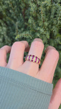 Load and play video in Gallery viewer, 6214 Vintage: 18ct Gold Art Deco Style Rubies Diamonds Cocktail Ring
