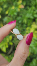 Load and play video in Gallery viewer, 1852: Vintage; 9ct Gold White Opals Cross-Over Stacker Ring- Symbolic beauty
