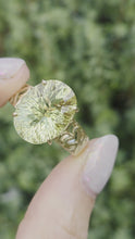 Load and play video in Gallery viewer, 6243 Vintage: 9ct Gold Large Oval Faceted Cut Peridot Solitaire Ring