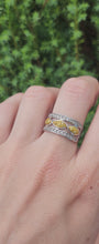 Load and play video in Gallery viewer, 1859: Vintage; 9ct Gold Yellow and White Diamonds Openwork Ring- 52 natural sparkling diamonds