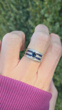 Load and play video in Gallery viewer, 2188 Vintage: Art Deco Style 9ct White Gold Blue Sapphires Natural Diamonds Ring