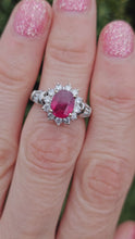 Load and play video in Gallery viewer, 6335 Vintage; 18ct White Gold Ruby (1.1ct) Diamonds (0.73ct) Ring