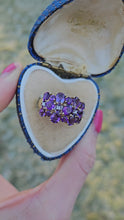 Cargar y reproducir el video en el visor de la galería, 0895: Vintage; 9ct Gold 17 rich purple Amethysts Diamonds Cocktail Ring- Splendid