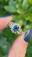 Load and play video in Gallery viewer, 2206 Vintage: 18ct Gold French Blue Sapphire 10 Natural Diamonds Dress Ring- From 1973