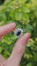 Cargar y reproducir el video en el visor de la galería, 1469: Vintage: 18ct White Gold French Blue Sapphire Diamonds Diana Cluster Ring
