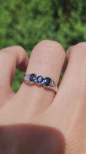 Load and play video in Gallery viewer, 6123: Vintage 18ct White Gold French Bue Sapphires Diamonds Stacker/Dress Ring