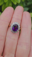 Load and play video in Gallery viewer, 1071: Vintage: 18ct Gold Platinum Amethyst Diamonds Cluster Ring