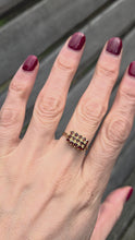 Load and play video in Gallery viewer, 6292 Vintage: 14ct 15 Rich Red  Red Garnets Geometric Set  Signet Ring