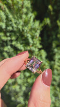 Cargar y reproducir el video en el visor de la galería, 2192: Vintage: 9ct Gold Emerald Cut Ametrine Cocktail Ring- Lush