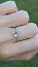Load and play video in Gallery viewer, 2100 Vintage: 18ct White Gold Pink Sapphire Natural Diamonds Dress Ring