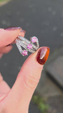 Load and play video in Gallery viewer, 2505 Vintage: 9ct White Gold Pink & White Sapphires Statement Ring
