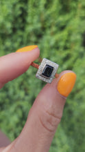 Load and play video in Gallery viewer, 2029: Vintage: 18ct Gold/Platinum Set Blue Sapphire 22 Diamonds Art Deco Style Panel Ring