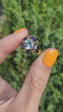 Load and play video in Gallery viewer, 2086: Vintage; 9ct Gold Large Pale Blue Solitaire Ring- Mature colour and hues