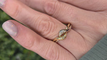 Load and play video in Gallery viewer, 2294 Vintage: 18ct Mixed Gold Natural Diamonds Crossover/ Stacker Ring