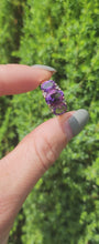 Load and play video in Gallery viewer, 1665: Vintage; 14ct Gold Amethysts Diamonds Trilogy Ring- voluptuous beauty