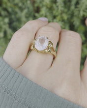Load and play video in Gallery viewer, 6270 Vintage: 9ct Gold Large Pink Rose Quartz Cocktail Ring