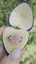 Load and play video in Gallery viewer, 6240 Vintage: 9ct Gold Pink Sapphires Topaz Cocktail Ring