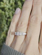 Load and play video in Gallery viewer, Vintage Platinum Square Set Natural Diamonds Trilogy Set Ring