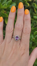 Load and play video in Gallery viewer, 1849: Vintage: 9ct Gold Pear-Cut Lilac Amethyst Diamonds Dress Ring-Lovely combination