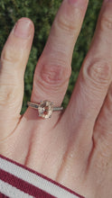 Cargar y reproducir el video en el visor de la galería, 1353: Vintage; Platinum Pink Morganite 20 Diamonds Ring- pitch perfect pink, platinum