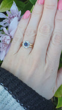 Load and play video in Gallery viewer, 6051 Vintage: 18ct Gold Blue Sapphire Diamonds "Sun burst" Dress ring- From 1972