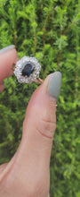 Load and play video in Gallery viewer, 1677: Vintage; 18ct White Gold French Blue Sapphire Diamonds (1.2ct) Diana Cluster Ring.