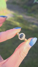 Load and play video in Gallery viewer, 2371 18ct Gold Blue Sapphire 22 Natural Diamonds Diana Style Cluster Ring