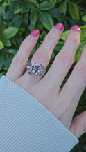 Cargar y reproducir el video en el visor de la galería, 0907: Vintage: 18ct White Gold Rubies Diamonds Asymmetrical Spray Ring- Date-Mark 1973