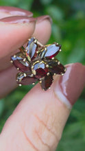 Load and play video in Gallery viewer, 2197: Vintage: 9ct Gold Mixed-Cut Rich Red Garnets Cluster Ring- From 1976