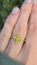 Load and play video in Gallery viewer, 2403 Vintage: 9ct Gold 19 Yellow Diamonds Geometric Cluster Ring