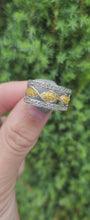 Load and play video in Gallery viewer, 1859: Vintage; 9ct Gold Yellow and White Diamonds Openwork Ring- 52 natural sparkling diamonds