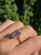 Cargar imagen en el visor de la galería, 2192: Vintage: 9ct Gold Emerald Cut Ametrine Cocktail Ring- Lush