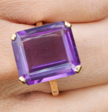 Load image into Gallery viewer, 1693:Vintage; 9ct Gold Large Emerald Cut Alexandrite Cocktail Ring- Exceptional