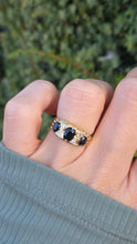 Load image into Gallery viewer, 6180 Vintage: 18ct Gold Australian Blue Sapphires Diamonds Statement Ring-From 1972