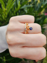 Cargar imagen en el visor de la galería, 1446: Vintage: Rare 18ct Rose Gold Sapphire Diamonds Tiara Ring- UPDATED