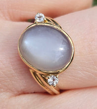 Load image into Gallery viewer, 6036 Vintage: 9ct Gold Large White Moonstone Sapphire Accents Cocktail Ring
