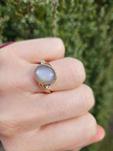 Load image into Gallery viewer, 6036 Vintage: 9ct Gold Large White Moonstone Sapphire Accents Cocktail Ring
