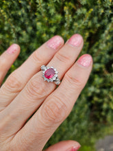 Load image into Gallery viewer, 6335 Vintage; 18ct White Gold Ruby (1.1ct) Diamonds (0.73ct) Ring