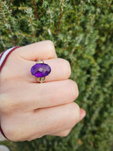 Load image into Gallery viewer, 6027 Vintage; 9ct Gold Large Rich Purple Amethyst Diamonds Cocktail  Ring