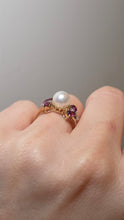 Load image into Gallery viewer, 2640: Vintage 9ct Gold Pearl, Almandine, Garnets Diamonds Dress Ring