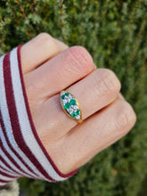 Load image into Gallery viewer, 6020 Vintage; 18ct Gold Emeralds Diamonds  Cocktail Ring