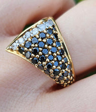 Load image into Gallery viewer, 1298::Vintage: Dramatic 9ct Gold 38 Black 7 White Diamonds Statement Ring - wow factor