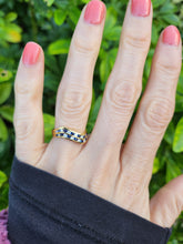 Cargar imagen en el visor de la galería, 0260: Vintage: 18ct Gold Cornflower Blue Sapphires Diamonds Wishbone/Stacker Ring